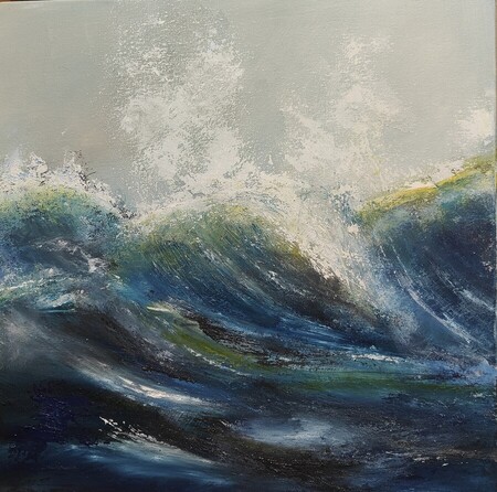 VENDU Au creux de la vague 50x50 cm cm  GALERIE SUR LES ROUTES DU MEDOC MONTALIVET