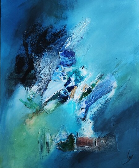 Le bleu des souvenirs  50x60 cm GALERIE SUR LES ROUTES DU MEDOC