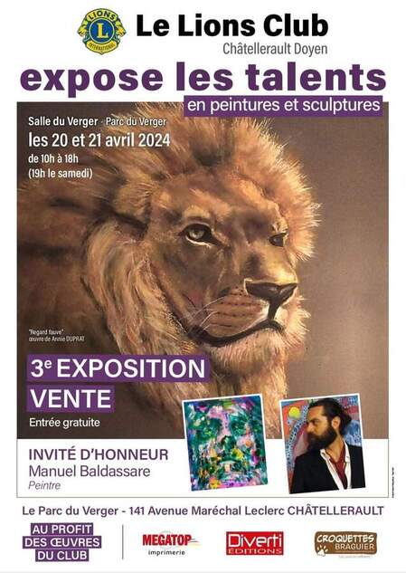 Exposition vente sculptures et peintures Lions -Avril 2024 Châtellerault 86