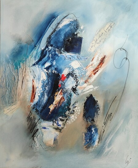 Abstraction en Bleu Majeur  50x60 cm GALERIE SUR LES ROUTES DU MEDOC