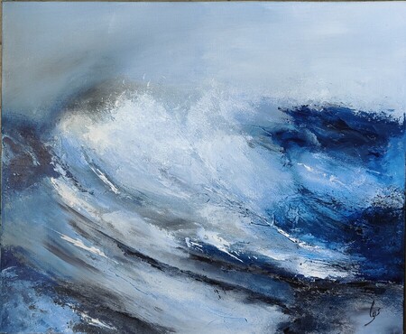 VENDU Bleu outremer 45x55 cm- GALERIE SUR LES ROUTES DU MEDOC MONTALIVET