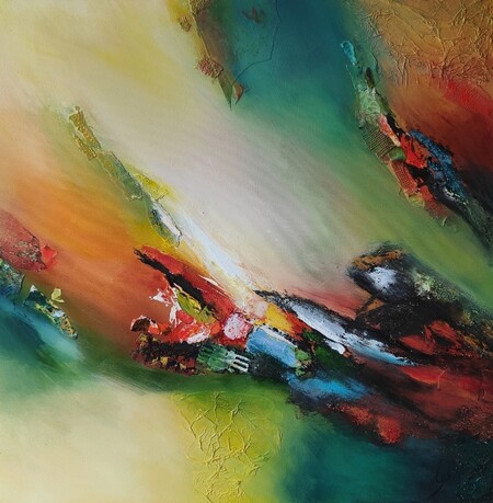 Promenade au jardin   70x70 cm